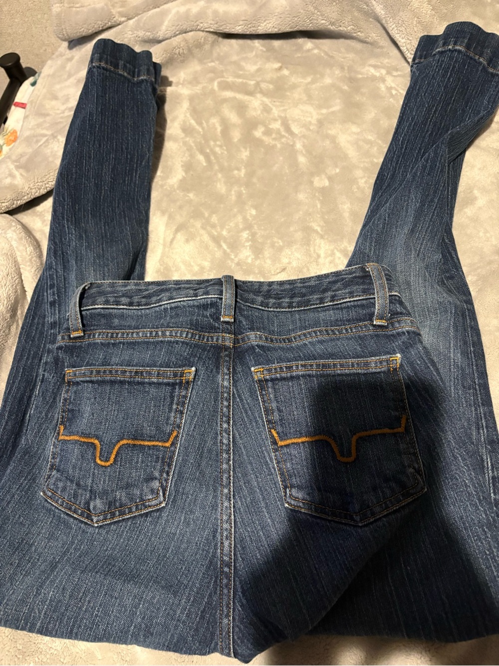 Kimes Ranch Blue Boot Cut Jeans with Gold Stitching